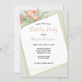 Peachy Pink & Mint Frühlingsstipps Geburtstagspart Einladung