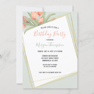 Peachy Pink & Mint Frühlingsstipps Geburtstagspart Einladung