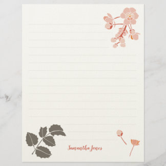 Peachy Pink Oregon Grape Flower Letterhead Briefbogen