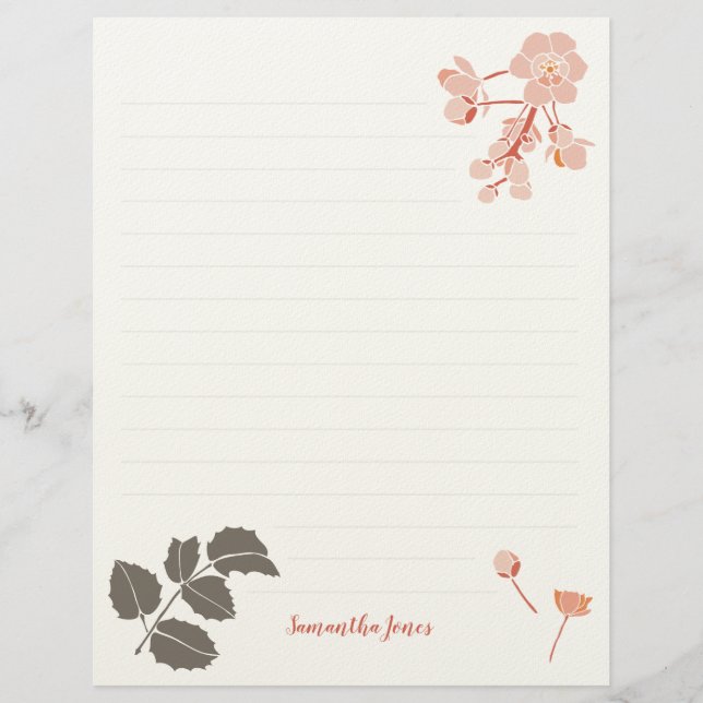 Peachy Pink Oregon Grape Flower Letterhead Briefbogen (Vorderseite)