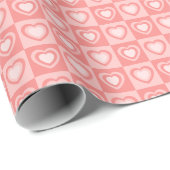 Peachy Pink Retro Hearts Valentine Gift Geschenkpapier (Rolleneckpunkt)