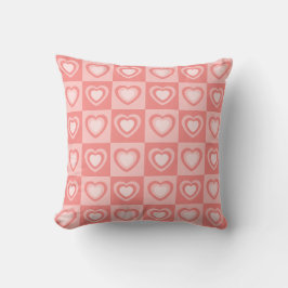 Peachy Pink Retro Hearts Valentine Gift Kissen