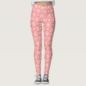 Peachy Pink Retro Hearts Valentine Gift Leggings (Vorderseite)