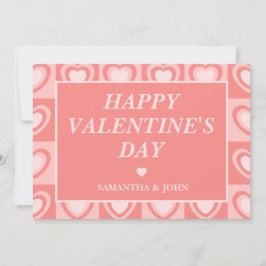 Peachy Pink Retro Hearts Valentine’s Gift Feiertagskarte