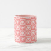 Peachy Pink Retro Hearts Valentine’s Gift Tasse (Zentrum)