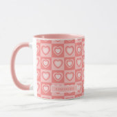 Peachy Pink Retro Hearts Valentine’s Gift Tasse (Links)