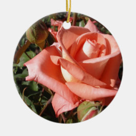 Peachy Pink Rose Keramikornament