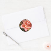 Peachy Pink Rose Runder Aufkleber (Umschlag)