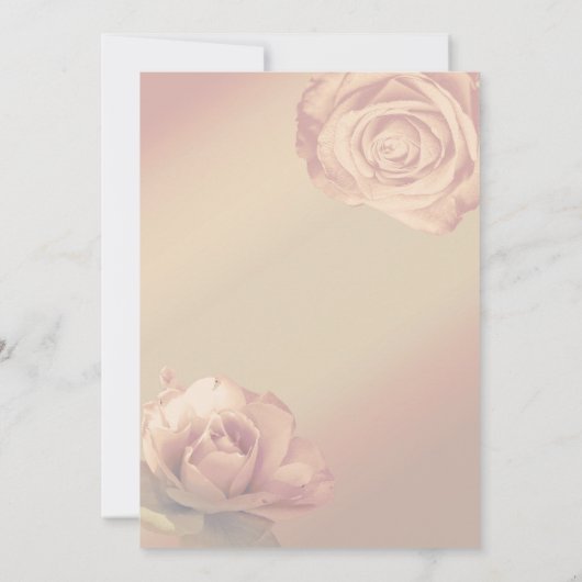 Peachy Pink Roses Elegante Blumenhochzeit Einladung (Rückseite)