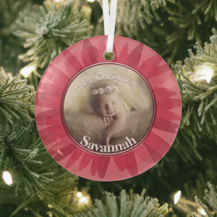 Peachy Pink Unser kleines Gerber Baby Foto Ornament Aus Glas