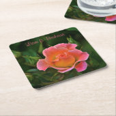 Peachy Pink Wedding Rose Rechteckiger Pappuntersetzer (angewinkelt)