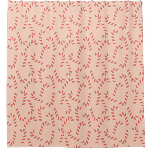 Peachy Pink Weihnachts Candy Canes Duschvorhang (Vorderseite)