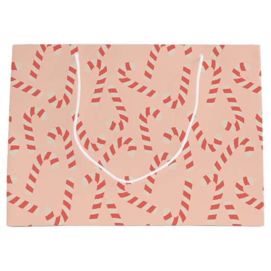 Peachy Pink Weihnachts Candy Canes Große Geschenktüte (Vorderseite)