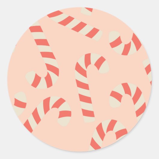 Peachy Pink Weihnachts Candy Canes Runder Aufkleber (Vorderseite)