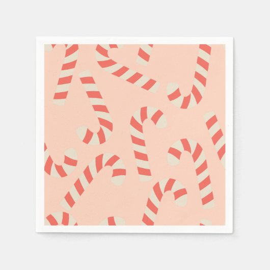 Peachy Pink Weihnachts Candy Canes Serviette (Vorderseite)