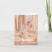 Peachy Retro Lettering Wedding Dankeskarte (Vorderseite)