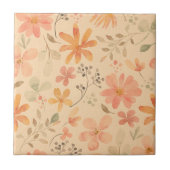 Peachy - rosa goldfarbene Blumenmuster Fliese (Vorderseite)