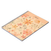 Peachy - rosa goldfarbene Blumenmuster Notizblock (Linke Seite)