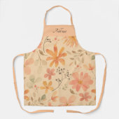Peachy - rosa goldfarbene Blumenmuster Schürze (Vorderseite)