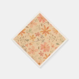 Peachy - rosa goldfarbene Blumenmuster Serviette