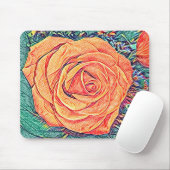 Peachy Rose Aquarell und Bleistift Kunst Mousepad (Mit Mouse)