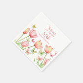 Peachy Watercolor Tulips Floral Serviette (Ecke)