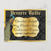 Peackcock Gold Dessert or Candy Buffet Table Sign Postkarte (Vorderseite)