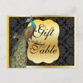 Peackcock Gold Gift Table Sign Postkarte (Rückseite)