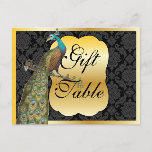 Peackcock Gold Gift Table Sign Postkarte