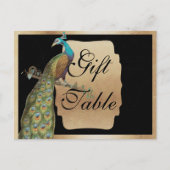 Peackcock Gold Gift Table Sign Postkarte (Vorderseite)