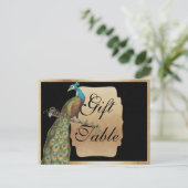 Peackcock Gold Gift Table Sign Postkarte (Stehend Vorderseite)