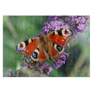 Peackock Butterfly Decorating Glass Cutting Board Schneidebrett
