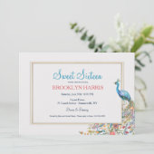 Peacock 16 . Geburtstag Birthday Party Einladung (Stehend Vorderseite)