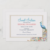 Peacock 16 . Geburtstag Birthday Party Einladung (Vorne/Hinten)