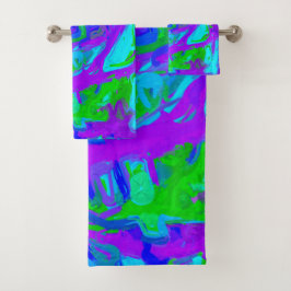 Peacock Abstrakte Wasserfarben Badhandtuch Set