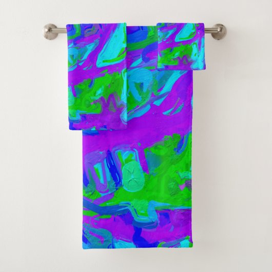 Peacock Abstrakte Wasserfarben Badhandtuch Set (Insitu)