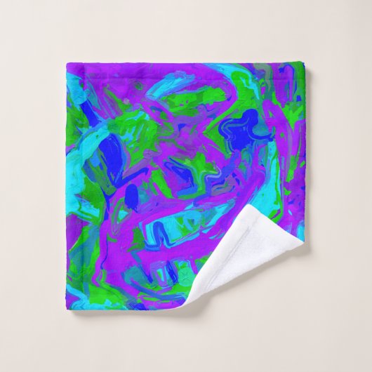 Peacock Abstrakte Wasserfarben Badhandtuch Set (Waschlappen)