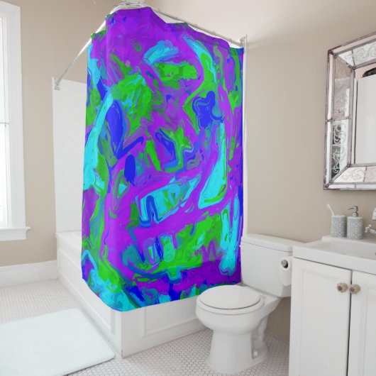 Peacock Abstrakte Wasserfarben Duschvorhang (Beispiel)