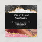 Peacock Agate, Blue and Green Glitzer Quadratische Visitenkarte (Rückseite)