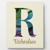 Peacock Agate Letter R Personalisiert Tabletter Fotoplatte (Vorderseite)