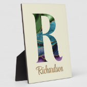 Peacock Agate Letter R Personalisiert Tabletter Fotoplatte (Seite)