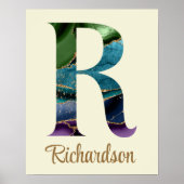 Peacock Agate Letter R Personalisiertes Poster (Vorne)