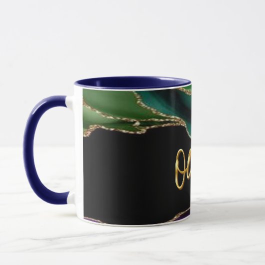 Peacock Agate Texture 06 Golden 3D Text Custom Tas Tasse (Links)