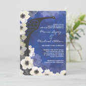 Peacock & Anemone Blume Hochzeit Einladung (Stehend Vorderseite)