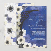 Peacock & Anemone Blume Hochzeit Einladung (Vorne/Hinten)