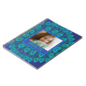 Peacock Aquamarin & Blue Feathers Custom Text & Fo Notizblock (Linke Seite)