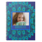 Peacock Aquamarin & Blue Feathers Custom Text & Fo Notizblock (Vorderseite)