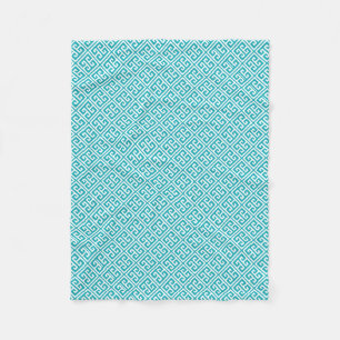 Peacock Aquamarines griechisches Schlüsselmuster Fleecedecke