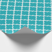 Peacock Aquamarines Quatrefoliengeflecht Geschenkpapier (Ecke)