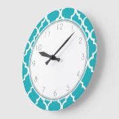 Peacock Aquamarines Quatrefolienmuster Große Wanduhr (Winkel)
